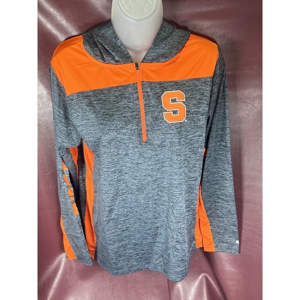 NCAA - Syracuse University Orange Woman's Large (16-18) Gray/Orange 1/4 Zip